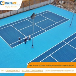 Standard sports flooring, ITF tennis court, basketball court, Portable badminton court.