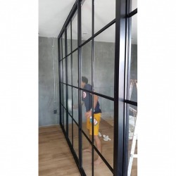 Install aluminum glass partition room